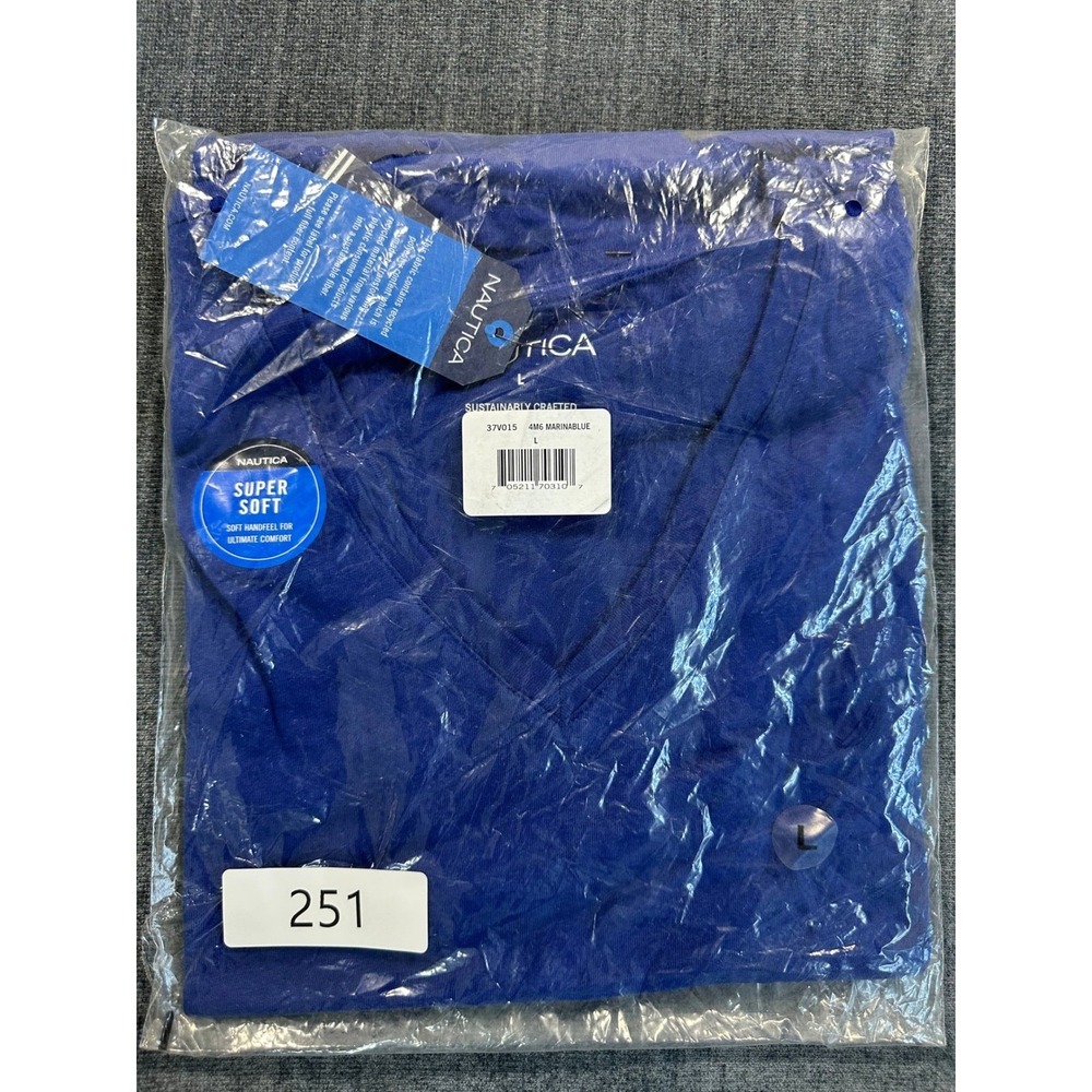 Nautica Mens Sustainably Crafted Super Soft V-Neck T-Shirt Marina Blue Large NEW - Picture 10 of 10